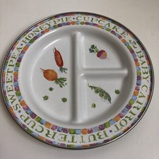 MacKenzie-Childs Enamelware Divided Childrens Plate Vegetables Peas Carrots