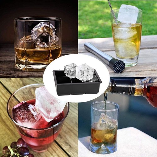 Grande macchina per cubetti di ghiaccio grande vassoio quadrato cubo stampi silicone palla whisky cocktail - Foto 4 di 14