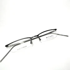 Mitani Titanium Eyeglasses FRAMES Black Gray Half-Rim ME-75 48-18-148 Japan NWOT