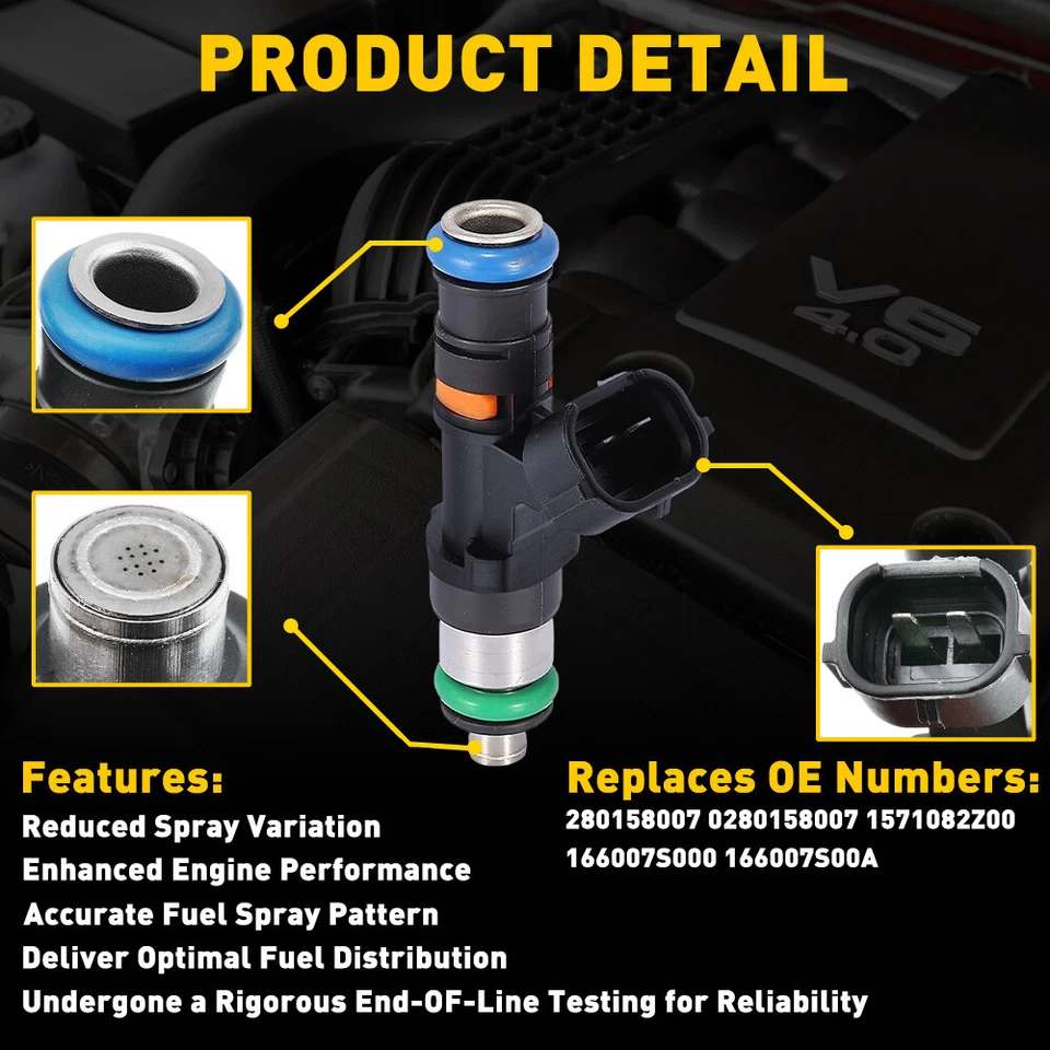 Juego de 6 inyectores de combustible para Nissan Pathfinder Xterra 2005-2019 4,0 L V6 0280158007 Foto 4 de 4