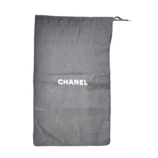 Chanel Black w/White Letters Cotton Drawstring Top Dust Cover Bag 8" x 12.75”