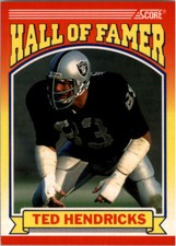 1990 Score #599 Ted Hendricks Oakland Raiders HOF Football Base Card *+*