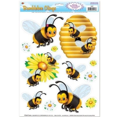 BEISTLE Bumblebee Window Clings Bee Summer Spring Picnic Floral Party Decorations