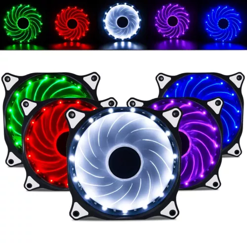 Vetroo 15 LED 120mm PC Computer Case Cooling Neon Quite Clear Fan Mod 4 / 3 Pin
