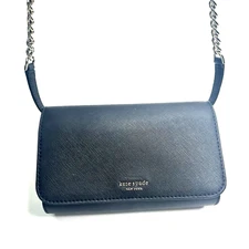 KATE SPADE Staci Small Flap Crossbody Saffiano Leather Black