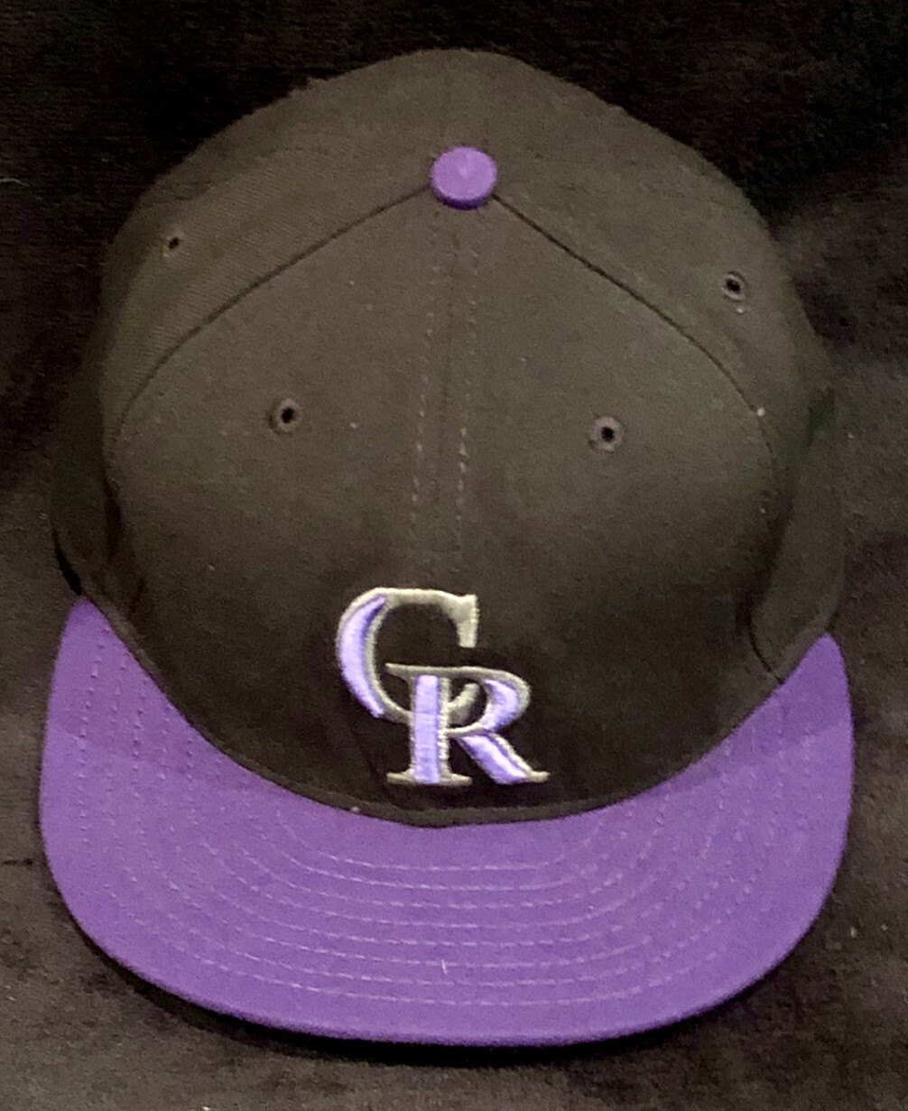 New Era Colorado Rockies 59Fifty Black/Purple Fitted On Field Cap Mens Sz 7.5