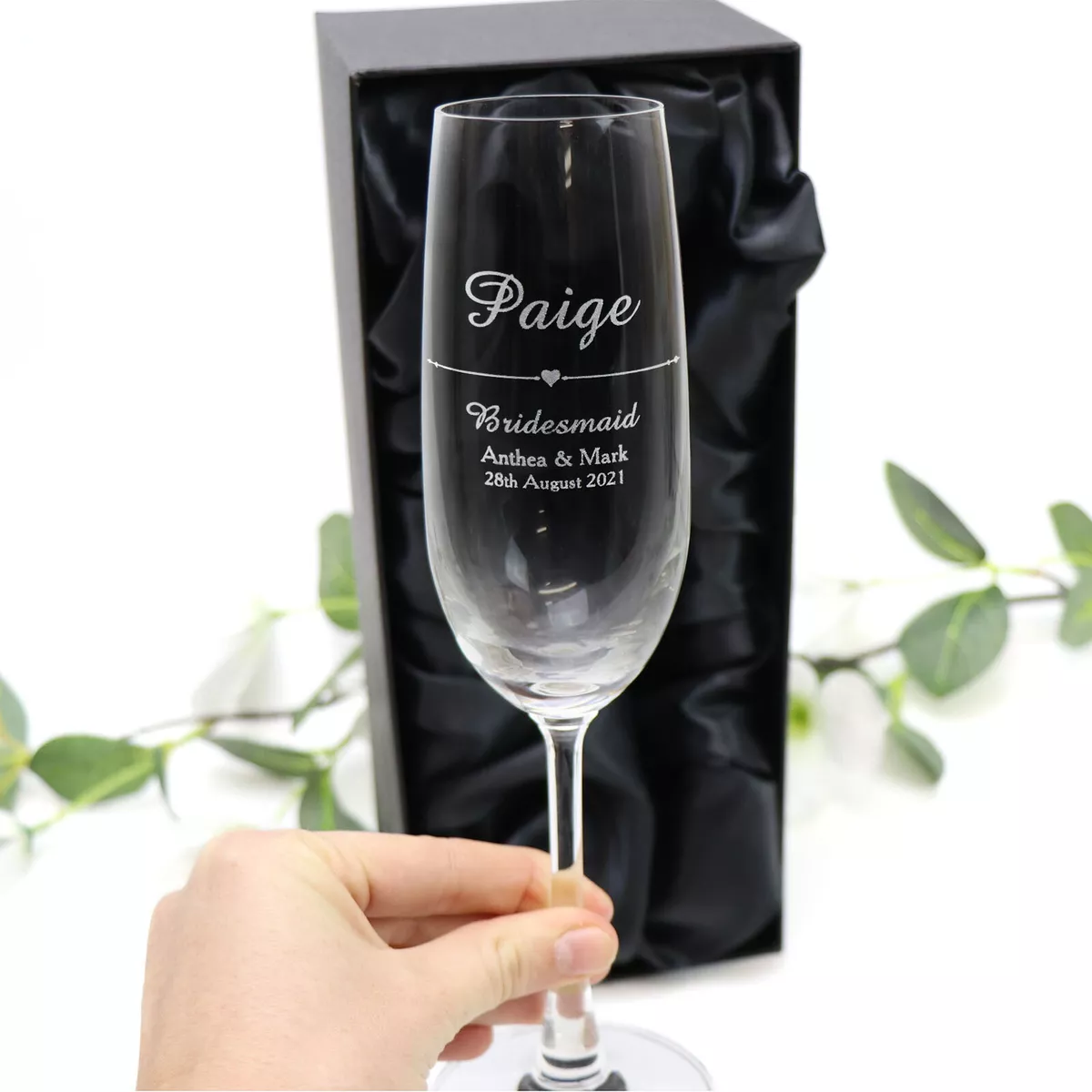 Engraved Personalized Champagne Flute for Bridesmaid/Wedding Party