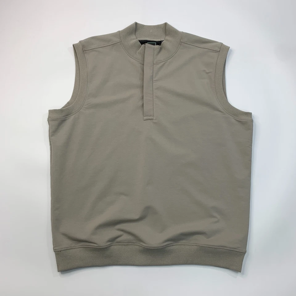 QED Style Golf Vest Mens XL Extra Large Storm Beige Quarter Zip Cotton Blend - Image 2 of 4