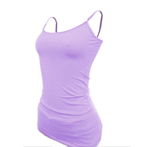 (Bozzolo) Plain Long Tank Top w/Spaghetti Straps Cotton Cami Junior Size S M L - Picture 31 of 78