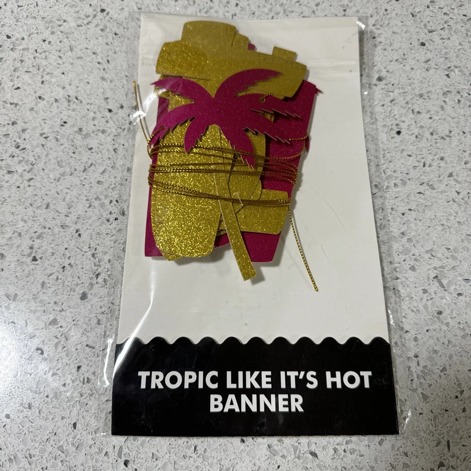 Tropic Like It’s Hot Luau Themed Glitter Banner New in Package - Image 2 of 3