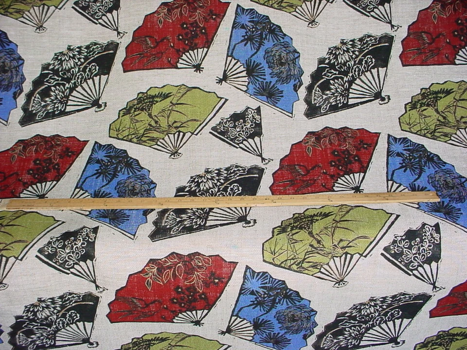4Y GP & J Baker BR10312 Batik Fans Jewel Printed Linen Upholstery Fabric - Image 2 of 4