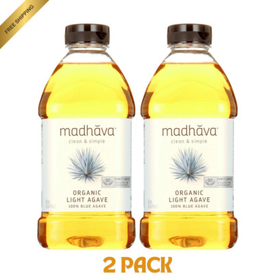 2-Pack MADHAVA Organic Light Agave 100% Pure Blue Agave Nectar Sweetener 46oz