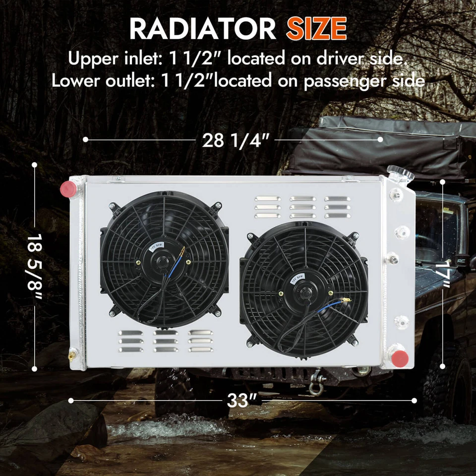 4 Row Radiator Shroud Fan For 1970-1987 Chevy C/K El Camino Impala 1972-1980 GMC Foto 2 de 4