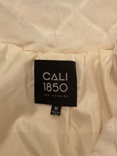 CALI 1850 LOS ANGELES XL Extra Large Fluffy Faux Fur Hoodie Jacket Cream - Picture 4 of 5