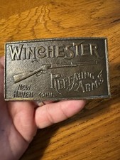 Vintage Winchester Repeating Arms Rifle Belt Buckle Solid Brass New Haven Conn.