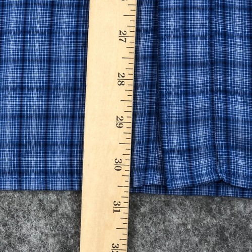 Marmot Button Up Shirt Mens Large Blue Plaid Short Sleeve Front Pocket Stretch - Picture 13 of 14