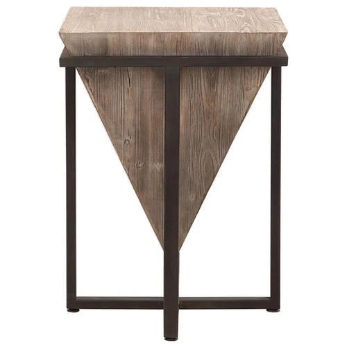 Uttermost Bertrand Iron and Wood Accent End Table in Gray Wash and Aged Black - Picture 3 of 8