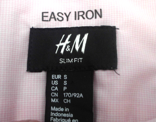 H & M Men's Size Small Slim Fit Light Pink Long Sleeve Easy Iron Dress Shirt - Picture 8 of 14
