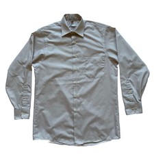 Geoffrey Beene M 15 32/33 Dress Shirt Wrinkle Free Cotton Blend Quick Dry Gray