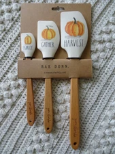Rae Dunn FALL AUTUMN 3 Spatula Set Mini Medium Large FAMILY GATHER HARVEST nwt