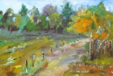 Country Lane by Delilah impressionist 10x15 oil painting original landscape