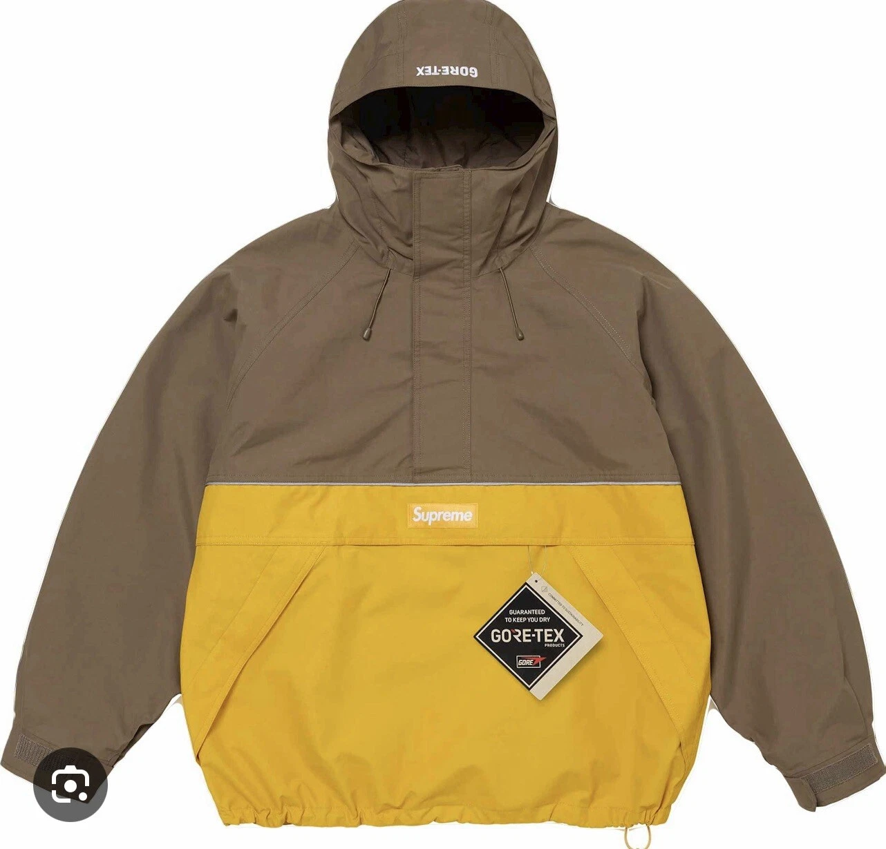 lot suprême, pull GORE TEX anorak jaune SS24 avec sac taille course libre SS19