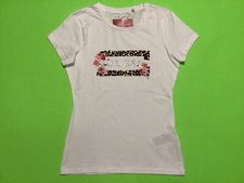GUESS Los Angeles Women’s Short Sleeve T-Shirt MEDIUM White w/Silver, Roses New 