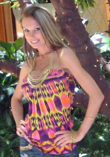 Sky Brand Halter Top - Multi Color - Gold Chain Layered Necklace Neckline - Picture 11 of 11