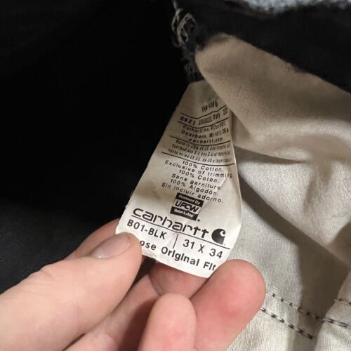 Vintage Carhartt Double Knee Pants 29x33 B01-BLK USA Union Made Tag 31x34 - Picture 6 of 8