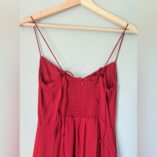 NEW Reformation Jaelyn Midi Dress Sangre Red Tie Straps | US 6 UK 10 - Picture 12 of 14