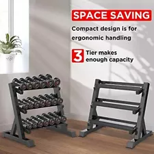 1100LBS Heavy Duty Dumbbell Rack- Adjustable 3 Tier Weight Rack for Home Gym