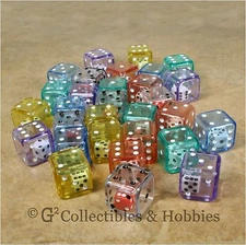 NEW Set of 30 Double Six Sided Dice - 6 Colors Game RPG Math Large 19mm D6s