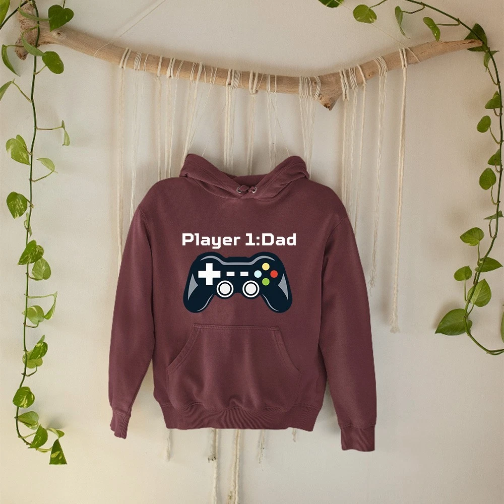 Player One Dad Hoodie Funny Gamer Dad Birthday Father Day Novelty Family Gift