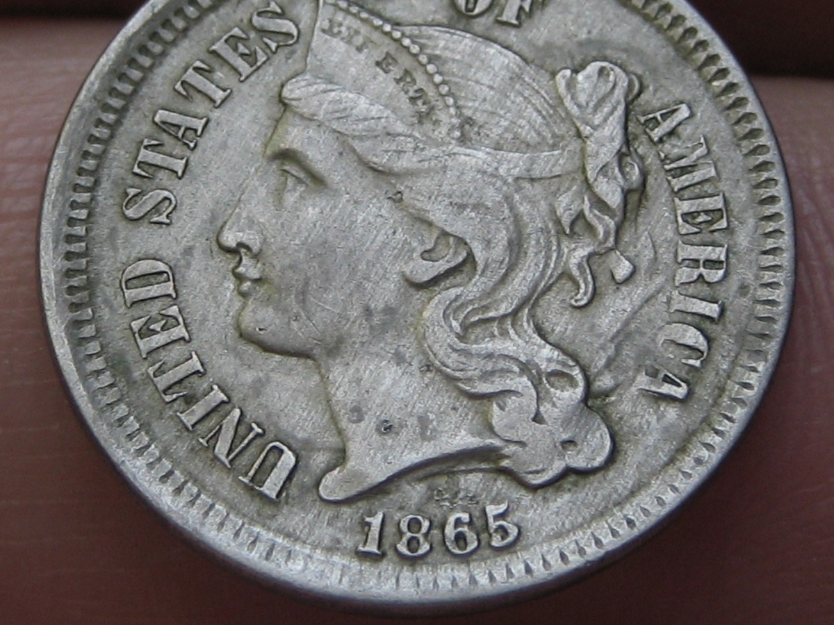 1865 Three 3 Cent Nickel 3CN- VF/XF Details | eBay