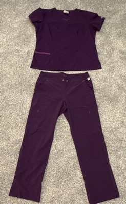 Butter-Soft Smitten Purple Scrubs Set Medium Top UA626C Pants Solid Medical