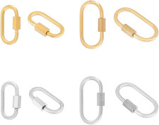 8Pcs 2 Colors Oval Screw Carabiner Lock 304 Stainless Steel Screw Locking Keycha