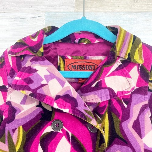 Missoni For Target Floral Velvet Peacoat Purple Lined Toddler Girl 18M-24M - Bild 2 von 6
