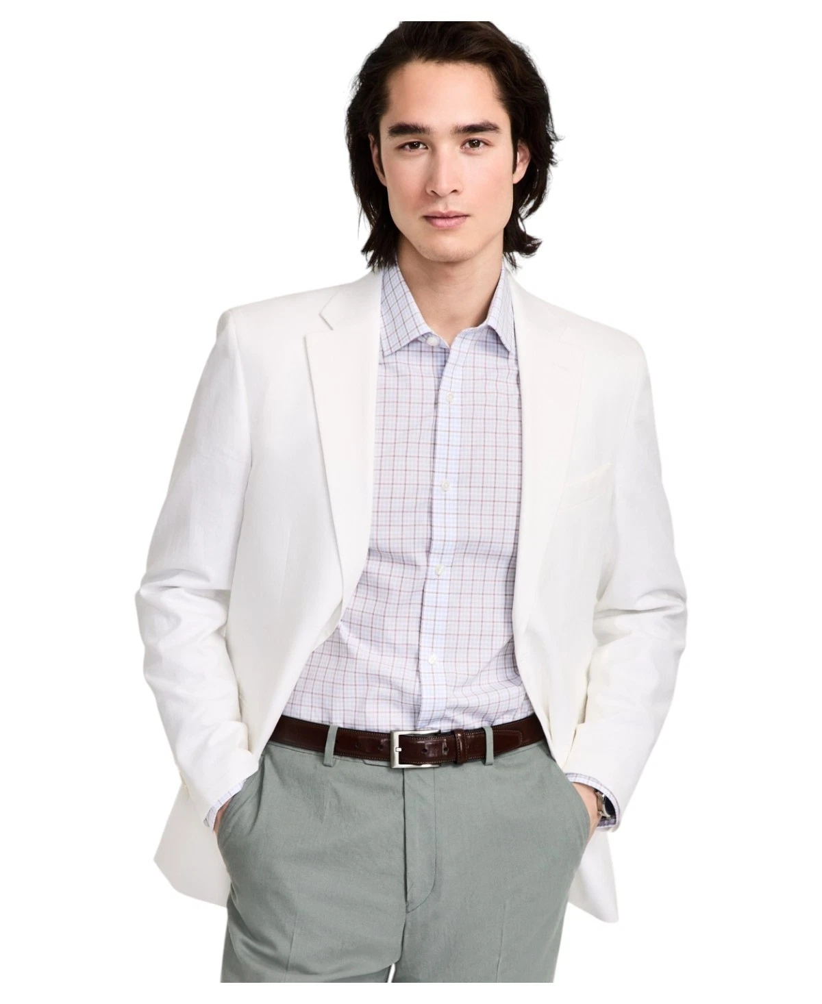 Tommy Hilfiger Mens Modern fit Sport Coat Blazer 42 L White Solid Linen