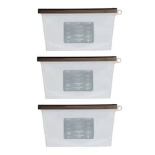 7Penn Silicone Food Storage Bag 500mL - 3pk Clear 7.75 x 4in Reusable Food Bags