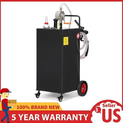 30 Gallon Gas Caddy Fuel Diesel Oil Transfer Tank with 4 Wheels & Pump Portable