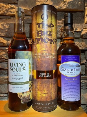 Peated Single Malt 3er-Set: Living Souls ''99+1'' + The Big Smoke + Buain Mhoine: