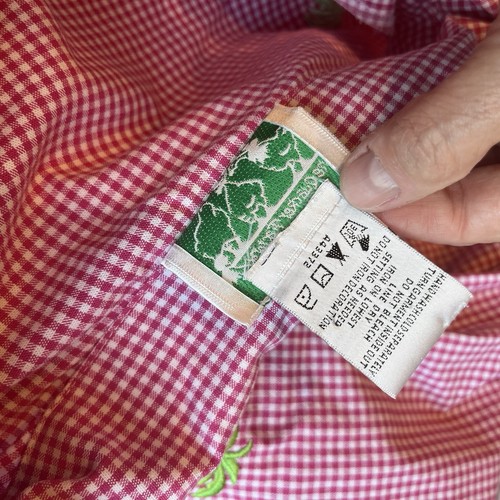 Quacker Factory 3X Button Down Shacket Shirt Jacket Pink Gingham Palm Trees - 第 12/18 張圖片