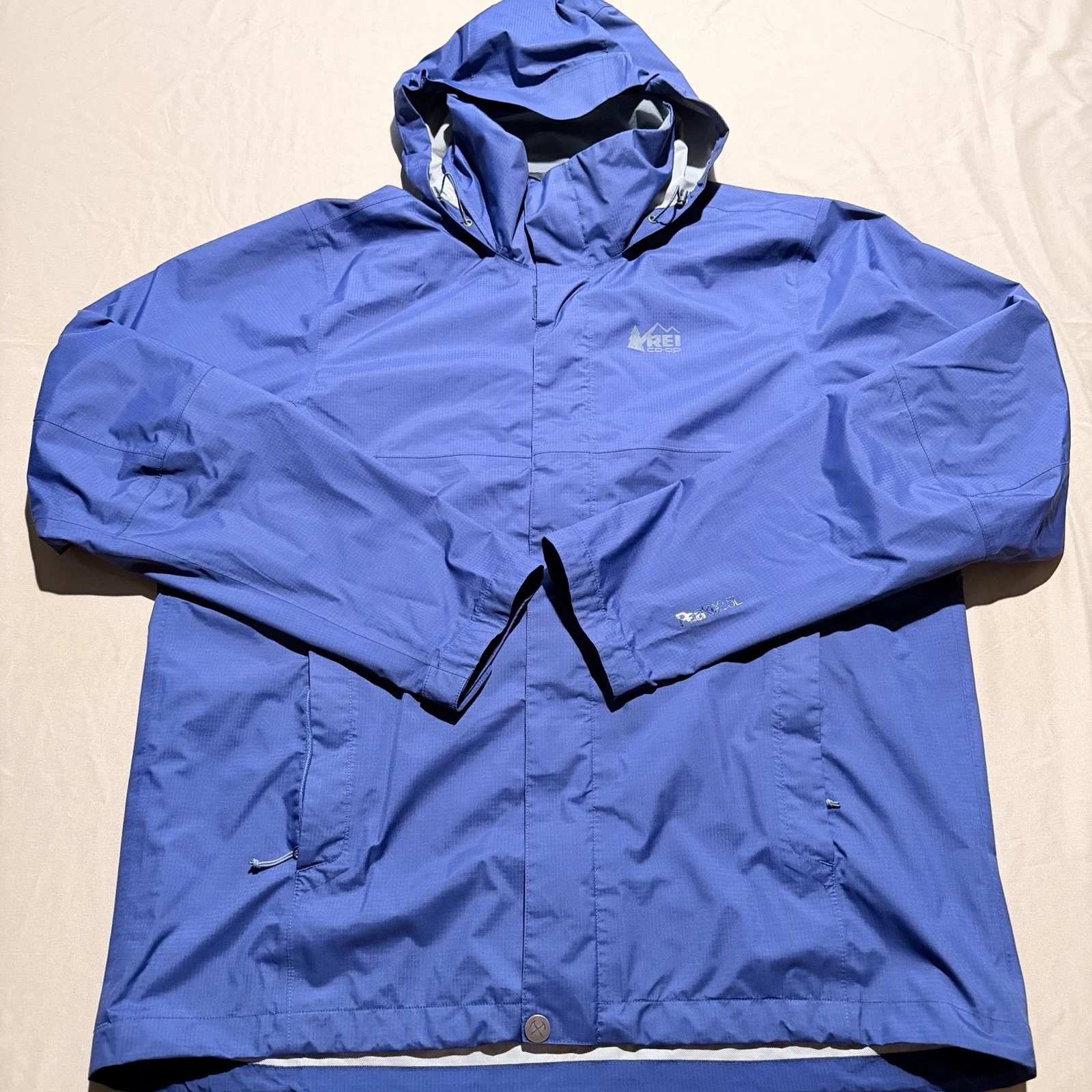 REI Co-Op Peak 2.5L Waterproof Rain Jacket Mens XL Blue Hooded Hiking Shell - product detail image 1