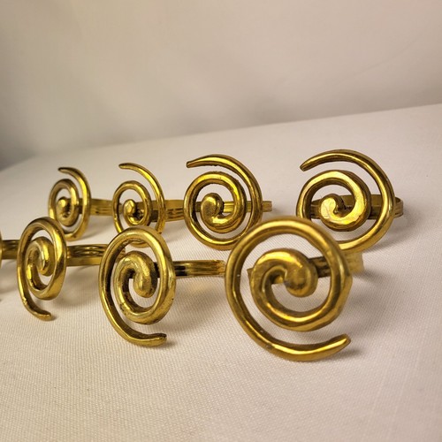 6 x Vintage Brass Napkin Rings Decorative Spiral Ornate Tableware Art Deco UK - Picture 11 of 17