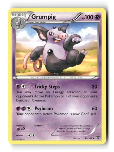Grumpig Rare XY Base Set 50/146 Pokemon Moderately Played