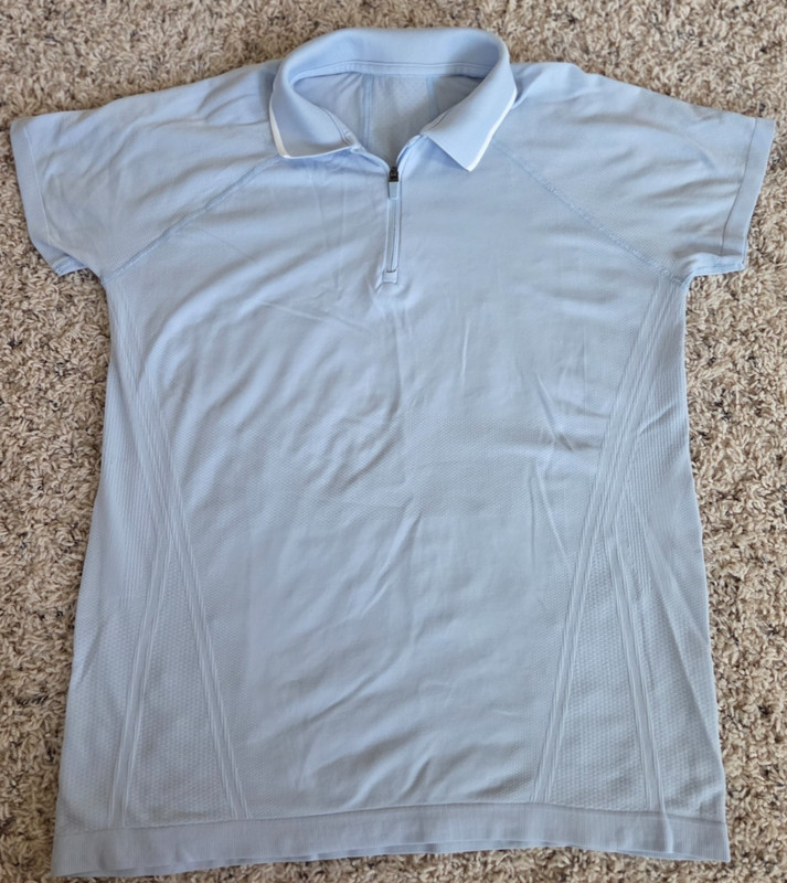 EUC Athleta Girl Power Up Short Sleeve Polo - Sea Fog Blue - Girls XXL/16