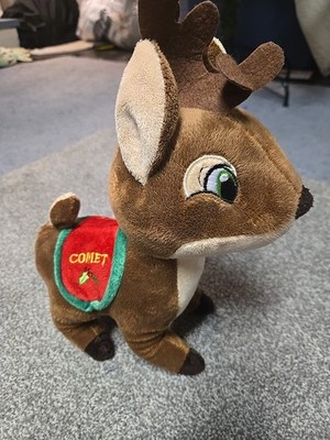 Kellytoy Plush Comet Reindeer Stuffed Animal Brown Red Green 12'' 2016