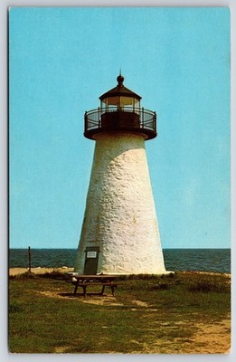 Mattapoisett Massachusetts~Angelica Point Lighthouse~Buzzards Bay~1950s Postcard
