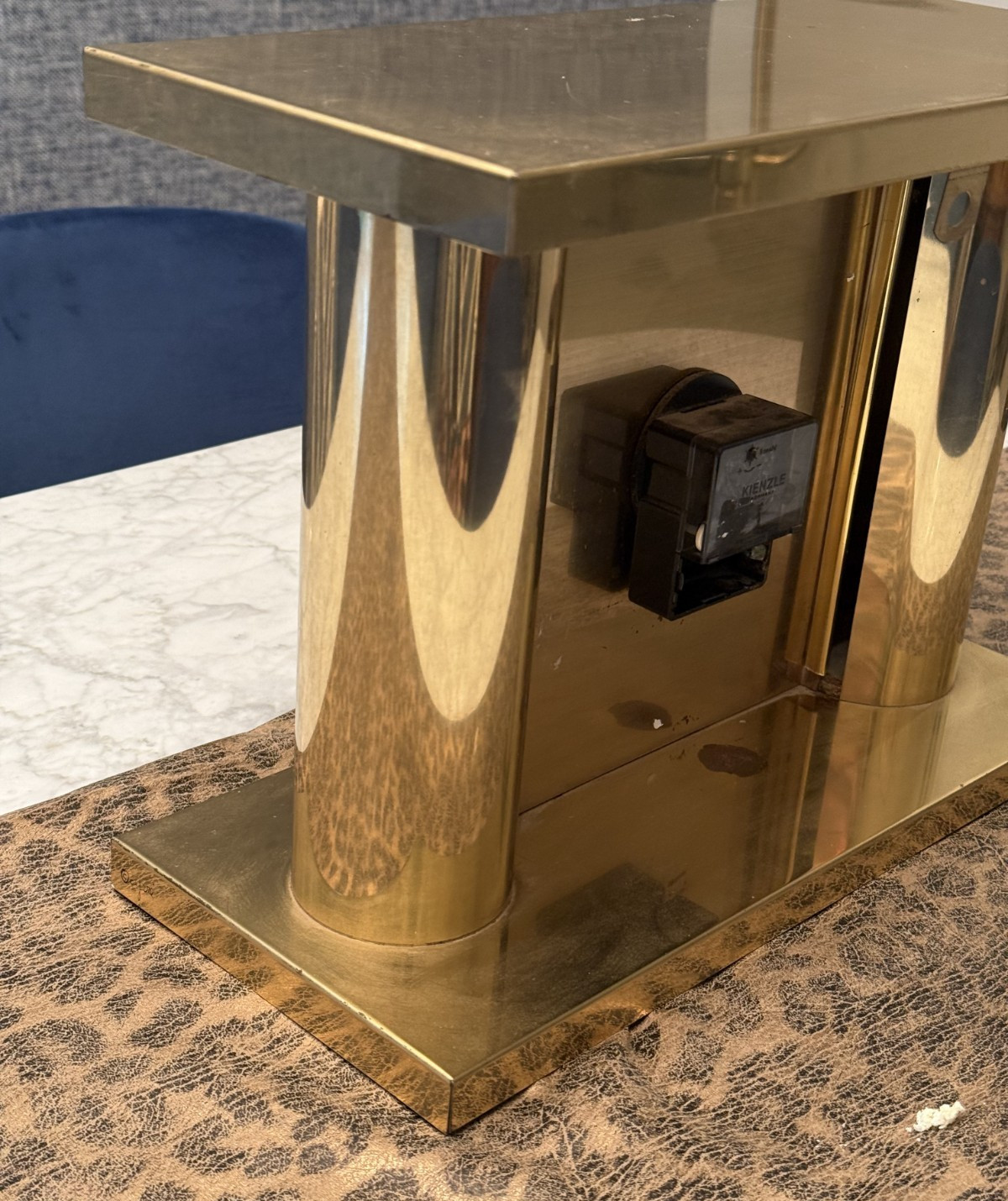 MCM Brass Mantel Clock/Signed Curtis Jere/1970's