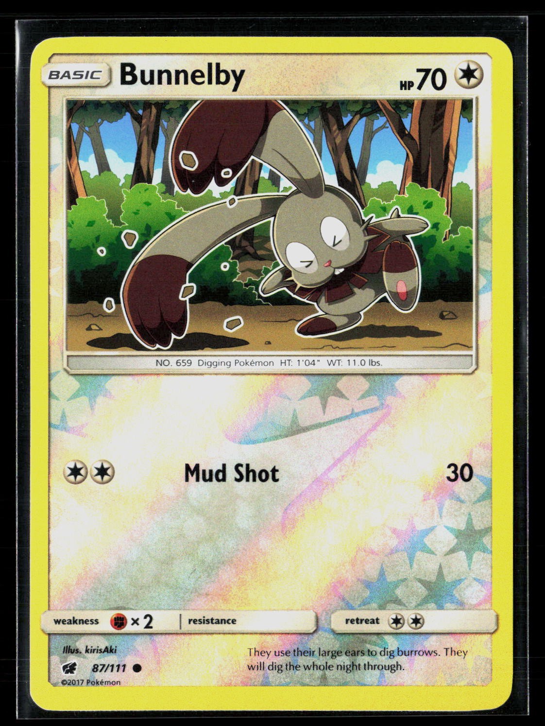 Bunnelby 87/111 Common Reverse Holo Crimson Invasion Pokemon LP